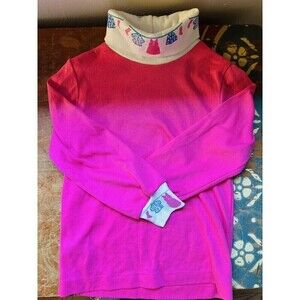 Vintage Hartstrings Girls Pink & White Clothesline Cotton Turtleneck  T Sz 4 USA